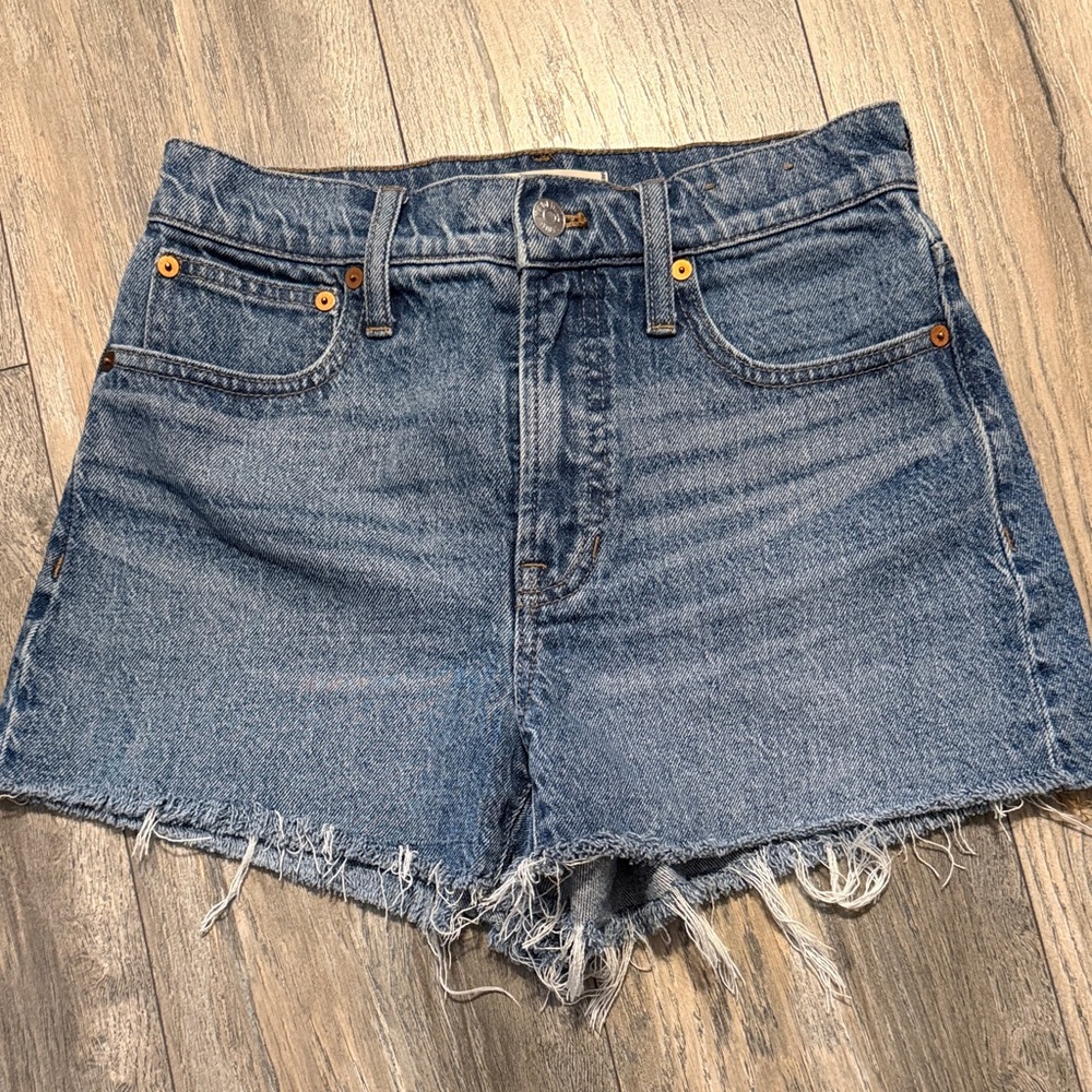 Madewell Frayed Hem Jean Shorts - Blue - Picture 1 of 7